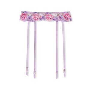 Victoria’s Secret VS Floral Embroidery Garter Belt Electric Blooms Lavender XS/S